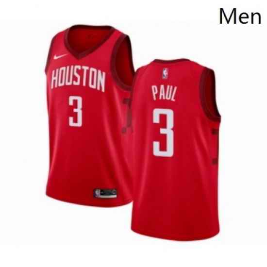 Mens Nike Houston Rockets 3 Chris Paul Red Swingman Jersey Earned Edition